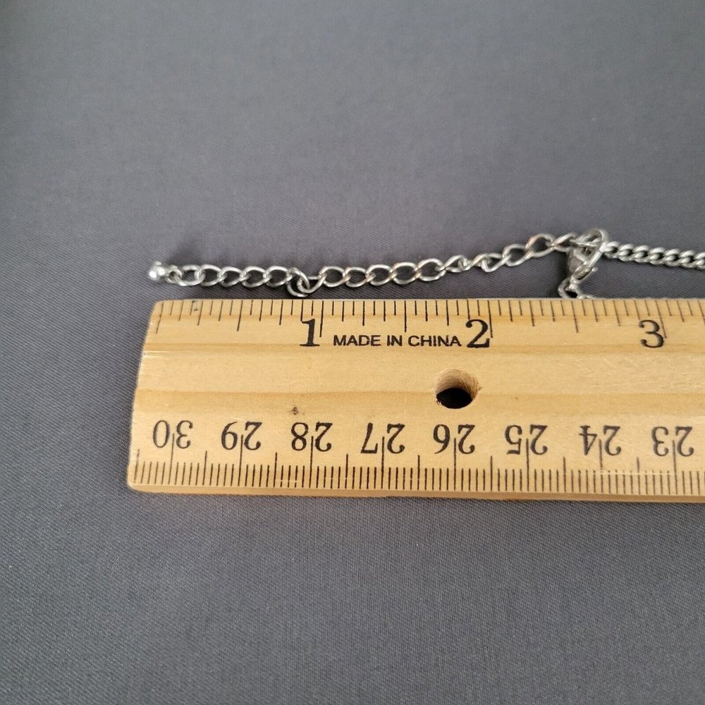 Womens Silver Tone Metal Chain Spiked Beaded Pendant Fashion Necklace 16 in - Picture 7 of 9